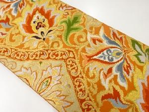 アンティーク　草花模様織出し袋帯（着用可）